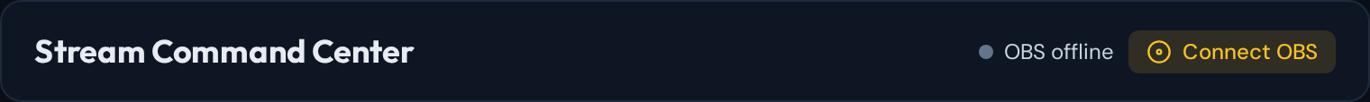 The OBS bar when offline, with a Connect OBS button